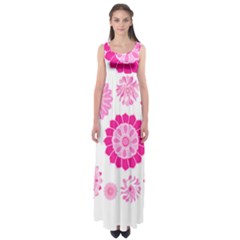 Flower Pattern T- Shirt Pink Psychedelic Floral Power Pattern T- Shirt Empire Waist Maxi Dress by maxcute