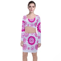 Flower Pattern T- Shirt Pink Psychedelic Floral Power Pattern T- Shirt Top And Skirt Sets by maxcute