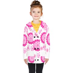 Flower Pattern T- Shirt Pink Psychedelic Floral Power Pattern T- Shirt Kids  Double Breasted Button Coat by maxcute