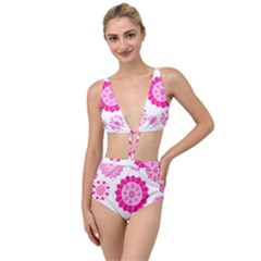 Flower Pattern T- Shirt Pink Psychedelic Floral Power Pattern T- Shirt Tied Up Two Piece Swimsuit by maxcute