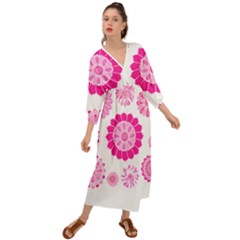 Flower Pattern T- Shirt Pink Psychedelic Floral Power Pattern T- Shirt Grecian Style  Maxi Dress by maxcute