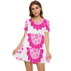 Flower Pattern T- Shirt Pink Psychedelic Floral Power Pattern T- Shirt Tiered Short Sleeve Babydoll Dress by maxcute