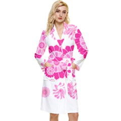 Flower Pattern T- Shirt Pink Psychedelic Floral Power Pattern T- Shirt Long Sleeve Velour Robe by maxcute