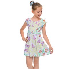 Flower Pattern T- Shirt Vintage Inspired Flower Botanical T- Shirt Kids  Cap Sleeve Dress by maxcute