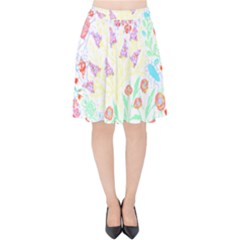 Flower Pattern T- Shirt Vintage Inspired Flower Botanical T- Shirt Velvet High Waist Skirt by maxcute