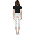 Flower Pattern T- Shirt Vintage Inspired Flower Botanical T- Shirt Inside Out Lightweight Velour Capri Leggings  View2