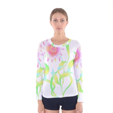 Flower Pattern T- Shirtflower T- Shirt Women s Long Sleeve Tee by maxcute