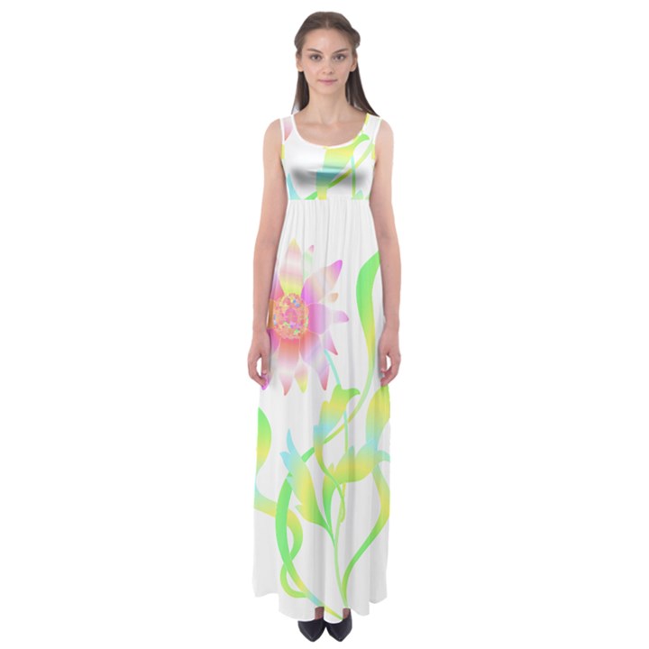 Flower Pattern T- Shirtflower T- Shirt Empire Waist Maxi Dress