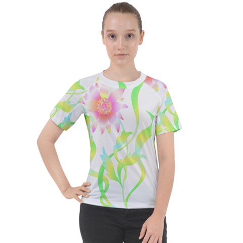 Flower Pattern T- Shirtflower T- Shirt Women s Sport Raglan Tee by maxcute