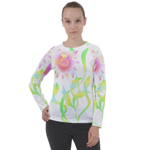 Flower Pattern T- Shirtflower T- Shirt Women s Long Sleeve Raglan Tee by maxcute