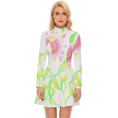 Flower Pattern T- Shirtflower T- Shirt Long Sleeve Velour Longline Dress by maxcute