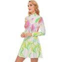 Flower Pattern T- Shirtflower T- Shirt Long Sleeve Velour Longline Dress View2