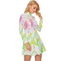 Flower Pattern T- Shirtflower T- Shirt Long Sleeve Velour Longline Dress View3