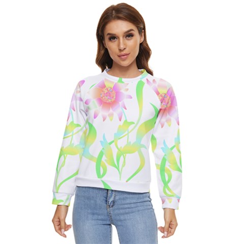 Flower Pattern T- Shirtflower T- Shirt Women s Long Sleeve Raglan Tee by maxcute