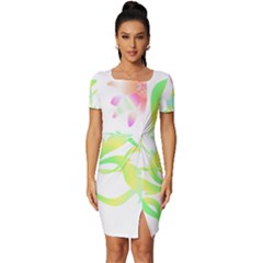 Flower Pattern T- Shirtflower T- Shirt Fitted Knot Split End Bodycon Dress by maxcute