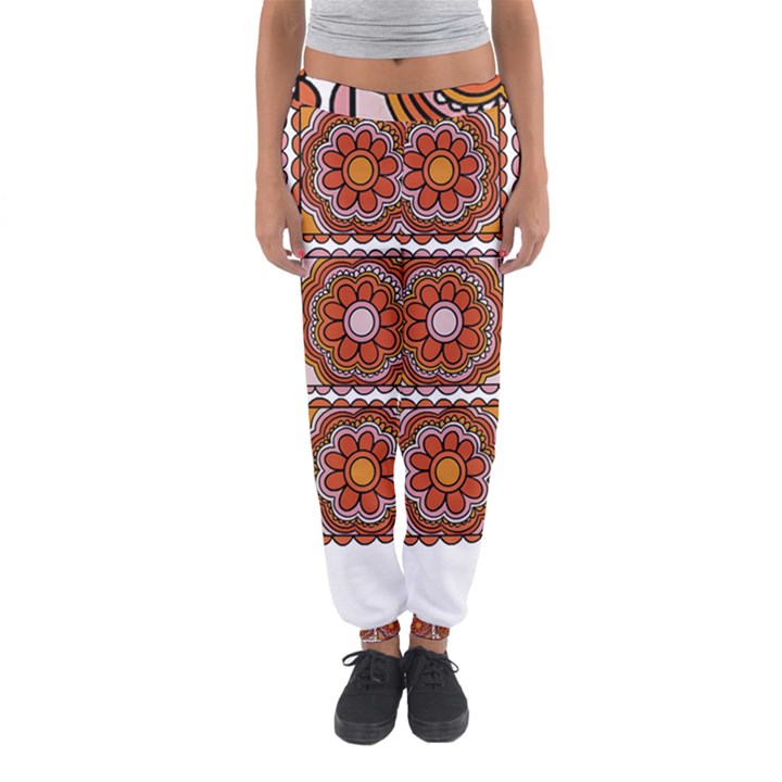 Flower T- Shirt Flower Granny Square Print T- Shirt Women s Jogger Sweatpants