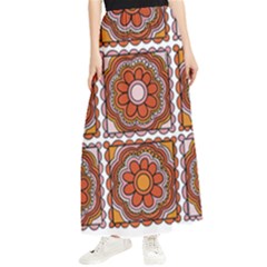 Flower T- Shirt Flower Granny Square Print T- Shirt Maxi Chiffon Skirt by maxcute