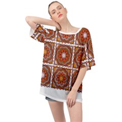 Flower T- Shirt Flower Granny Square Print T- Shirt Oversized Chiffon Top by maxcute