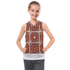 Flower T- Shirt Flower Granny Square Print T- Shirt Kids  Sleeveless Hoodie by maxcute