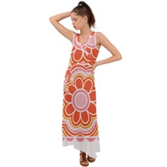 Flower T- Shirt Flower Granny Square T- Shirt V-neck Chiffon Maxi Dress by maxcute