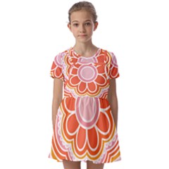 Flower T- Shirt Flower Granny Square T- Shirt Kids  Short Sleeve Pinafore Style Dress