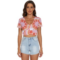 Flower T- Shirt Flower Granny Square T- Shirt V-neck Crop Top by maxcute