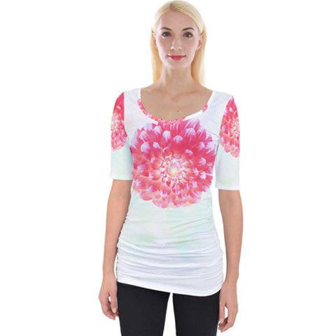 Flower T- Shirtflower T- Shirt Wide Neckline Tee by maxcute