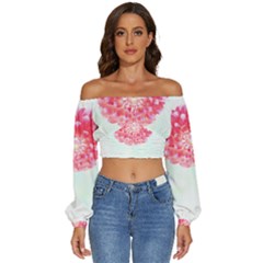 Flower T- Shirtflower T- Shirt Long Sleeve Crinkled Weave Crop Top by maxcute