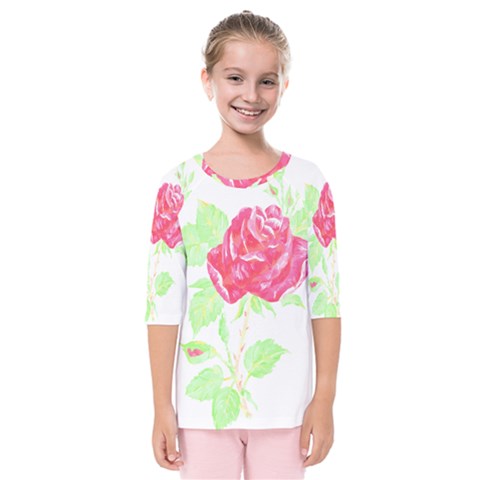 Flowers Art T- Shirtflower T- Shirt (1) Kids  Quarter Sleeve Raglan Tee by maxcute