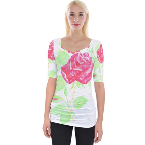 Flowers Art T- Shirtflower T- Shirt (1) Wide Neckline Tee by maxcute