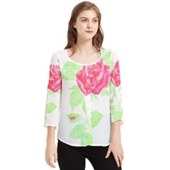 Flowers Art T- Shirtflower T- Shirt (1) Chiffon Quarter Sleeve Blouse by maxcute