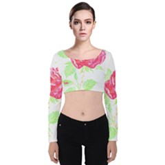 Flowers Art T- Shirtflower T- Shirt (1) Velvet Long Sleeve Crop Top by maxcute