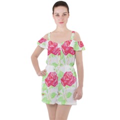 Flowers Art T- Shirtflower T- Shirt (1) Ruffle Cut Out Chiffon Playsuit by maxcute