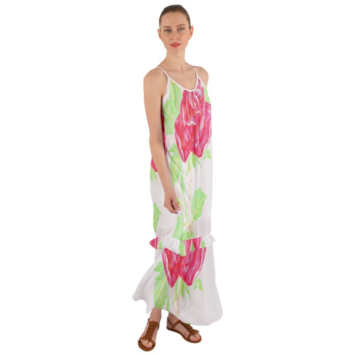 Flowers Art T- Shirtflower T- Shirt (1) Cami Maxi Ruffle Chiffon Dress