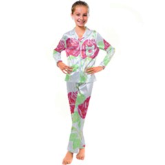 Flowers Art T- Shirtflower T- Shirt (1) Kid s Satin Long Sleeve Pajamas Set by maxcute