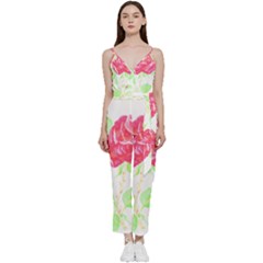 Flowers Art T- Shirtflower T- Shirt (1) V-neck Spaghetti Strap Tie Front Jumpsuit by maxcute