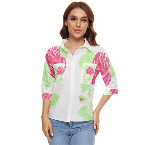 Flowers Art T- Shirtflower T- Shirt (1) Women s Quarter Sleeve Pocket Shirt by maxcute