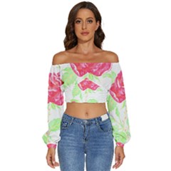 Flowers Art T- Shirtflower T- Shirt (1) Long Sleeve Crinkled Weave Crop Top by maxcute