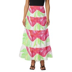 Flowers Art T- Shirtflower T- Shirt (1) Tiered Ruffle Maxi Skirt by maxcute