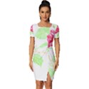 Flowers Art T- Shirtflower T- Shirt (1) Fitted Knot Split End Bodycon Dress View1