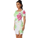 Flowers Art T- Shirtflower T- Shirt (1) Fitted Knot Split End Bodycon Dress View2