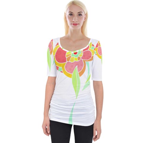 Flowers Art T- Shirtflower T- Shirt (2) Wide Neckline Tee by maxcute