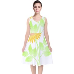 Flowers Art T- Shirtflower T- Shirt V-neck Midi Sleeveless Dress  by maxcute