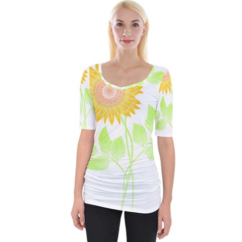 Flowers Art T- Shirtflower T- Shirt Wide Neckline Tee by maxcute