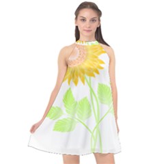 Flowers Art T- Shirtflower T- Shirt Halter Neckline Chiffon Dress  by maxcute