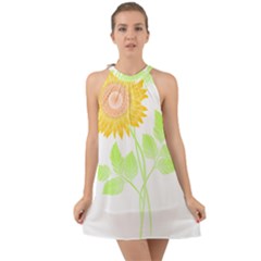 Flowers Art T- Shirtflower T- Shirt Halter Tie Back Chiffon Dress by maxcute