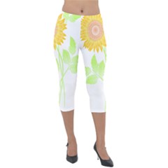 Flowers Art T- Shirtflower T- Shirt Lightweight Velour Capri Leggings  by maxcute