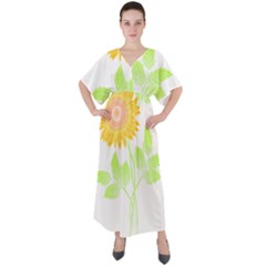 Flowers Art T- Shirtflower T- Shirt V-neck Boho Style Maxi Dress by maxcute