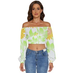 Flowers Art T- Shirtflower T- Shirt Long Sleeve Crinkled Weave Crop Top by maxcute