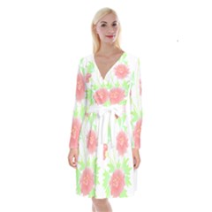 Flowers Art T- Shirtflowers T- Shirt (1) Long Sleeve Velvet Front Wrap Dress by maxcute